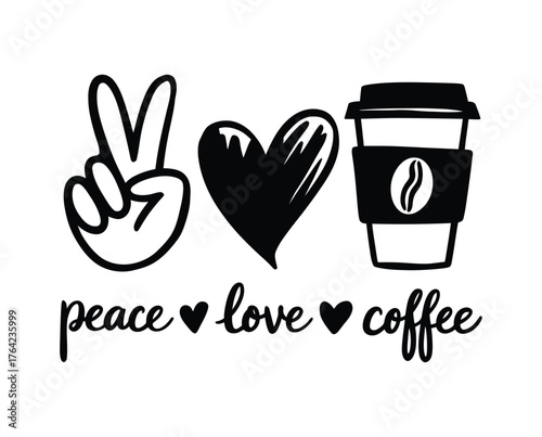 Peace Love Coffee Black Design