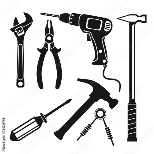 Hand tools collection for home repair and diy project