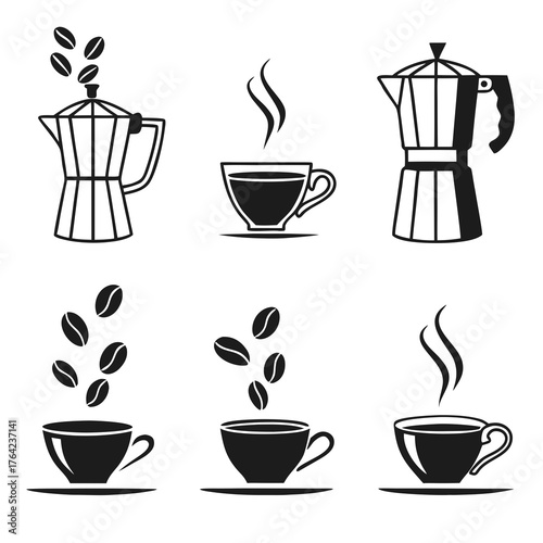 Coffee cup and beans vector illustration