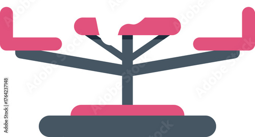 Pink seesaw balancing on a playground, representing childhood joy, outdoor activities, and amusement park entertainment