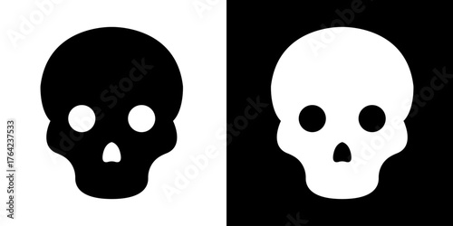 Skull crossbone vector pirate icon logo Halloween ghost graphic symbol illustration. Danger sign with skull. Toxic, electricity or chemical Warning icon. Danger triangle symbol of death.