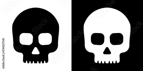 Skull crossbone vector pirate icon logo Halloween ghost graphic symbol illustration. Danger sign with skull. Toxic, electricity or chemical Warning icon. Danger triangle symbol of death.