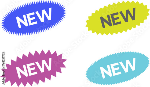 New sticker set, discount sticker, special price, advertising campaign, jagged starburst sticker icon, sale sticker. Stickers for New Arrival shop product tags, new labels or sale badges and banners