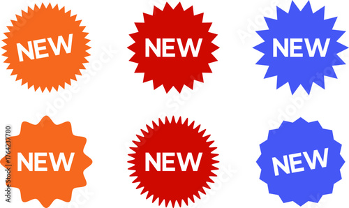 New sticker set, discount sticker, special price, advertising campaign, jagged starburst sticker icon, sale sticker. Stickers for New Arrival shop product tags, new labels or sale badges and banners