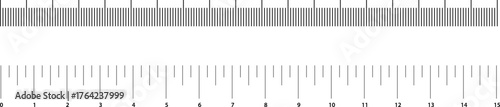Ruler scale with markings and numbers in Inch centimeters and millimeters units, measuring metric scale. Graduated ruler vector illustration on a white background. Various measurement scales .