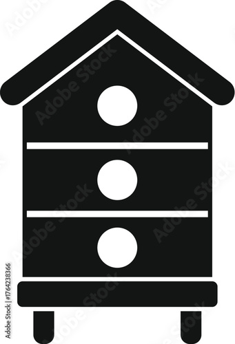Simple beehive with round entrances for honey production and beeswax storage
