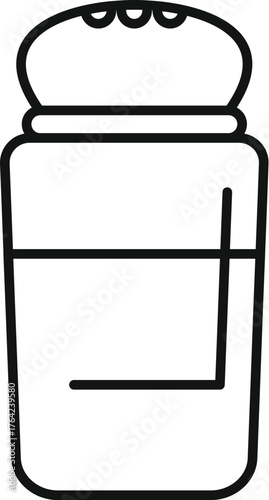 Simple line drawing of a partially filled salt shaker with a domed lid, isolated on a white background