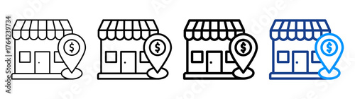 Market Positioning Icon Different Style Outline Collection Set