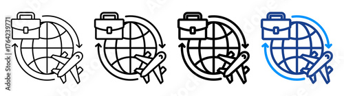 Business Trip Icon Different Style Outline Collection Set