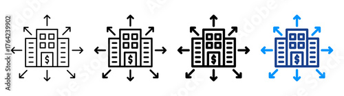 Business Expansion Icon Different Style Outline Collection Set