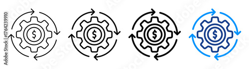Business Progress Icon Different Style Outline Collection Set