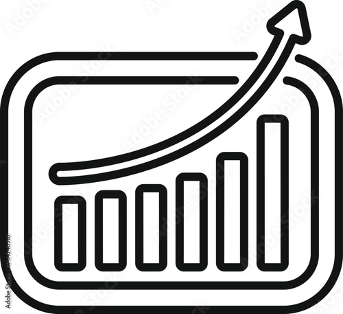 Simple bar graph indicating growing statistics with an upward arrow, symbolizing positive growth and financial success