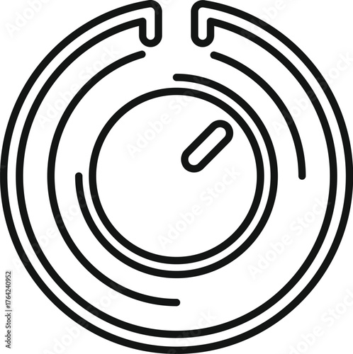 Power button on a circular control panel is activated, indicating an active status