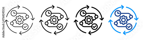 Workflow Optimization Icon Different Style Outline Collection Set