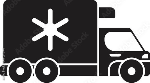 Side view of a refrigerator truck ensuring temperature controlled transportation of goods