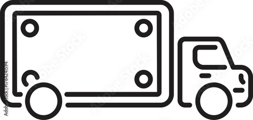 Simple black line drawing representing a delivery truck, ideal for logistics and shipping concepts