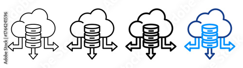 Cloud Data Distribution Icon Different Style Outline Collection Set