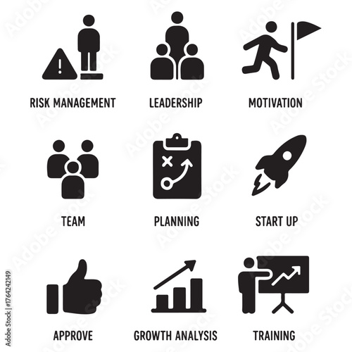 Management icons set vector