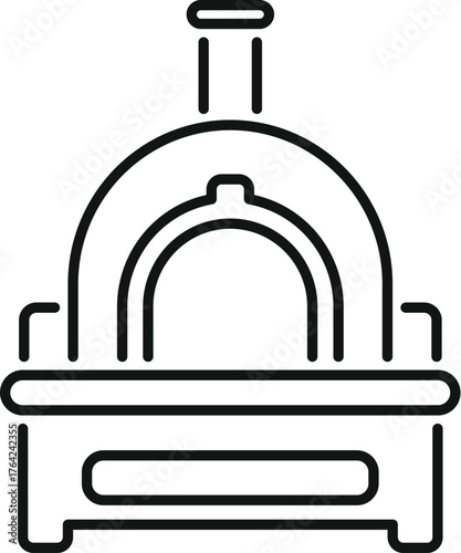 Stone oven burning wood for baking and cooking, traditional cooking method using fire and wood