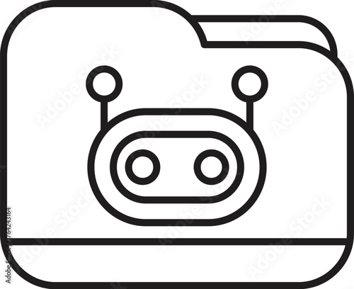 Chatbot logo representing artificial intelligence and machine learning inside a digital folder, symbolizing organized data and automation