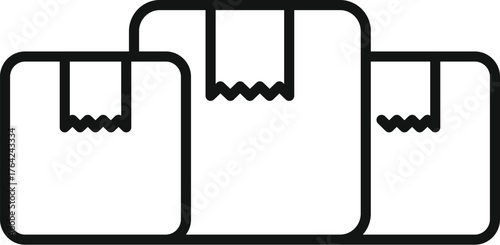 Scalable vector icon representing three cardboard boxes of increasing size, ideal for logistics and shipping concepts
