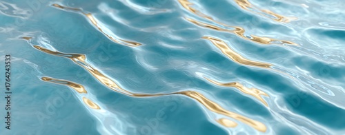 Golden Reflections on Tranquil Blue Water Surface