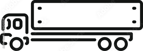 Simple black and white line drawing of a truck transporting goods, representing concepts of logistics, delivery, and shipping industry