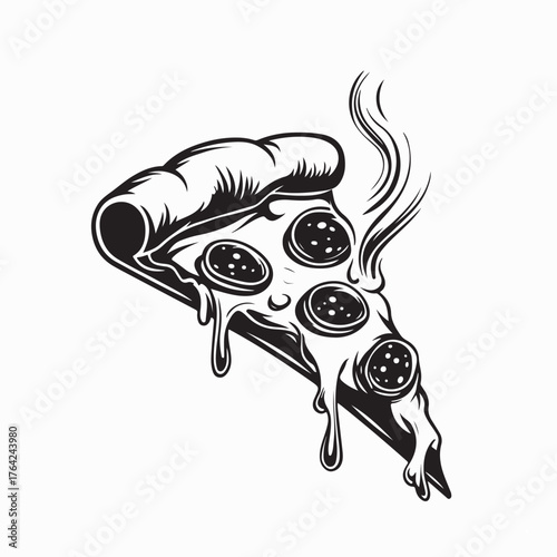 Tasty Cheese Pizza Slice with Steam Vector Image on white background