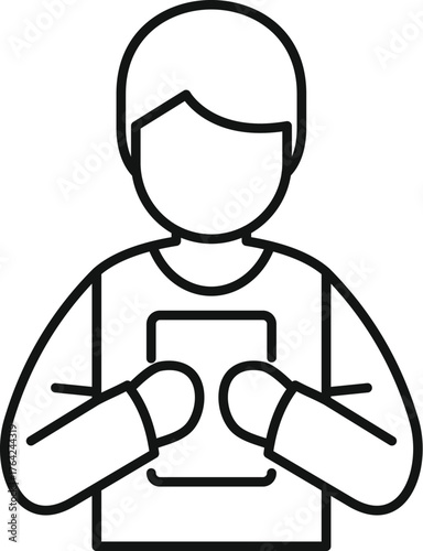 Young boy engaging with a tablet, symbolizing the impact of mobile technology on children's learning and entertainment