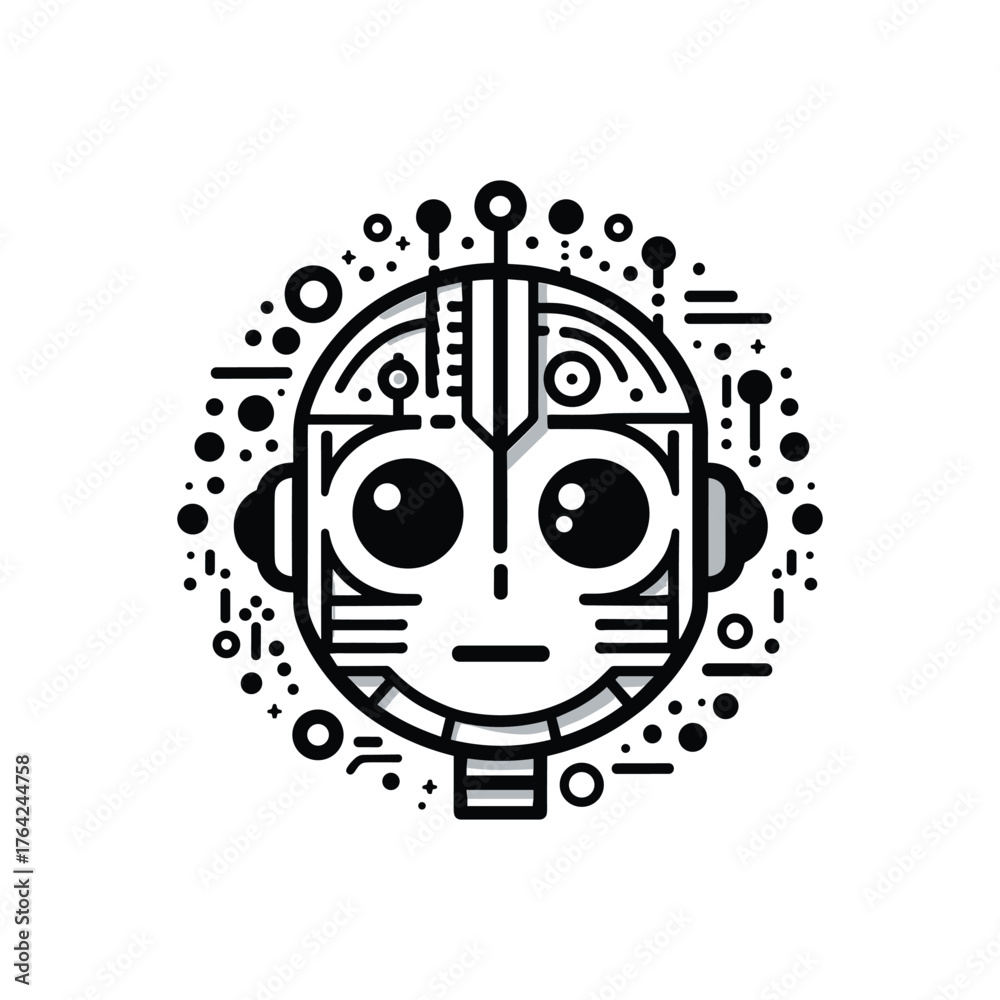 Obraz premium abstract Robot head icon with a detailed design