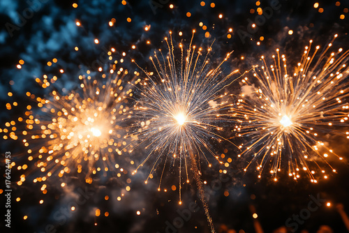 Vibrant fireworks illuminate the night sky in a stunning display, celebrating joy and beauty during festive events.