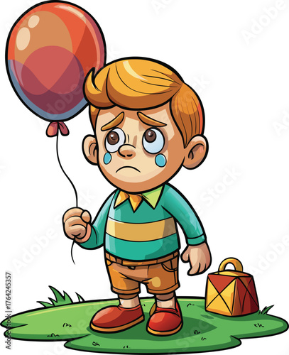 Sad boy with balloon