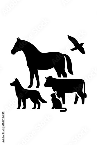 Animal Black Silhouette Vector Collection