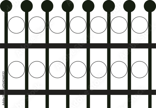 Black and White Geometric Fence Pattern vector illustration