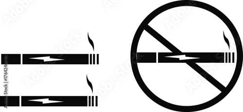 No Smoking Symbol and Cigarette Icons Keywords: no smoking, cigarette, smoking, forbidden