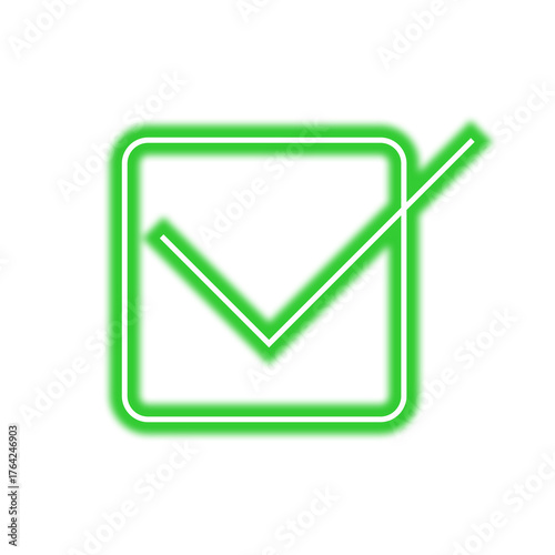 Free Download A glowing green checkmark inside a square box, indicating confirmation, approval, or a completed task. - GFXLoad