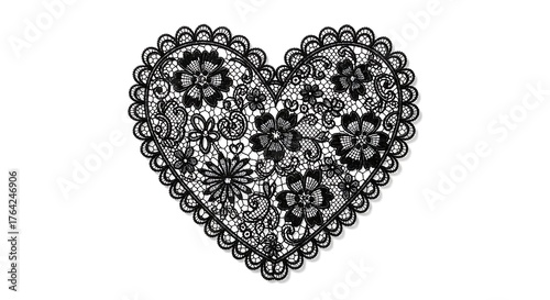Lace Heart with Floral Details - A Delicate and Intricate Design.