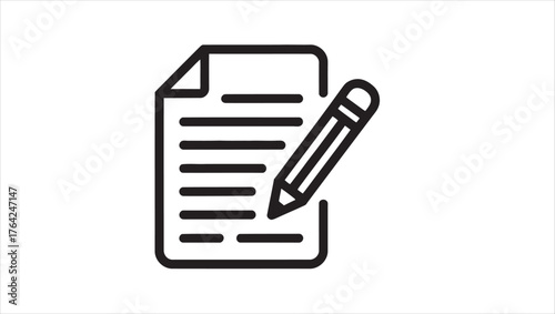 Simple outline icon representing editing a note or document with a pencil symbol