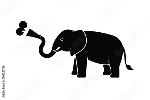 Creative elephant trunk transforms into modern 3d printer nozzle manufacturing future concept