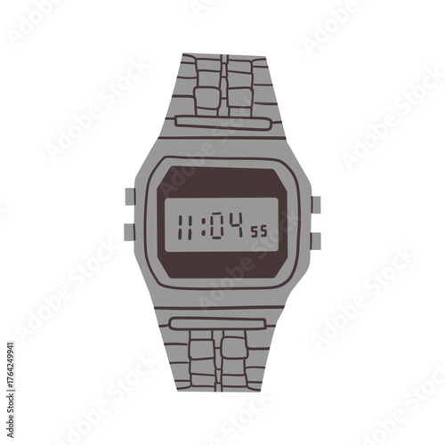 Classic watch vector icon. Watch for businessman or fashion clock. Steel hand watch in flat hand drawn style .