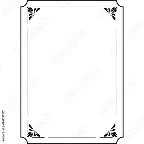 Ornate Vintage Black Border With Decorative Corners On White Background Ornate Decorative Flourish Borders For Design And Graphic Elements In Vintage Style