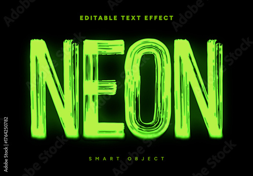 Neon Glow Text Effect in Electric Green on Black Background