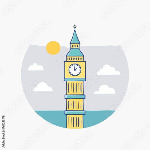 Big Ben Illustration - A Colorful London Landmark.