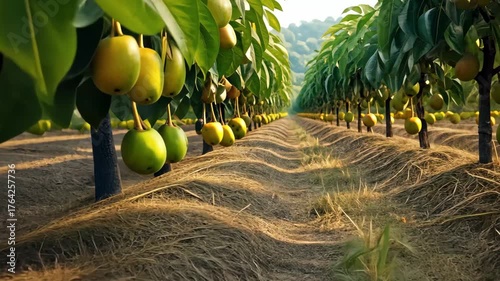 Ripe mango fruits on mango tree