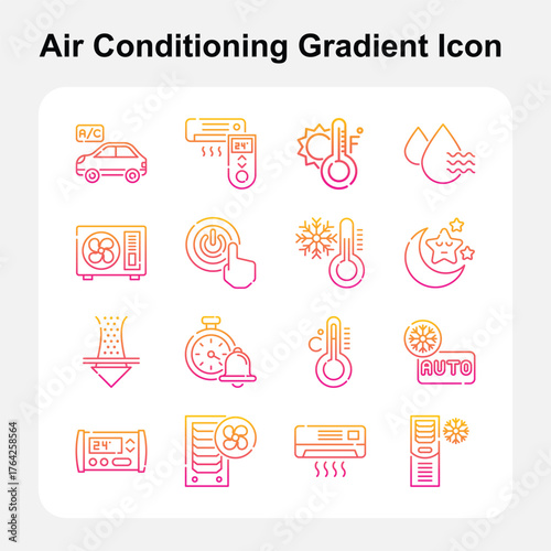 Smart Cooling and Temperature Control Symbols in Gradient Style – Set 1
