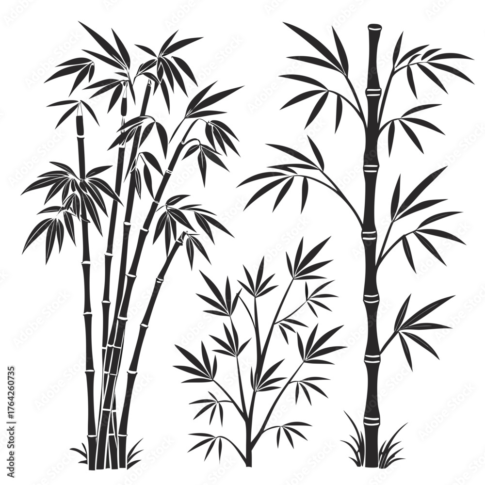 Obraz premium Vector art of bamboo trees silhouettes
