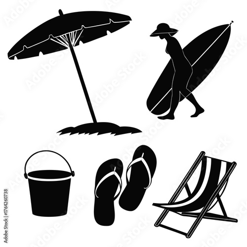 Vector art of beach vacation silhouette