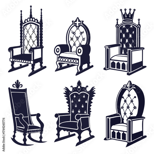 Vector art of collection of royal thrones