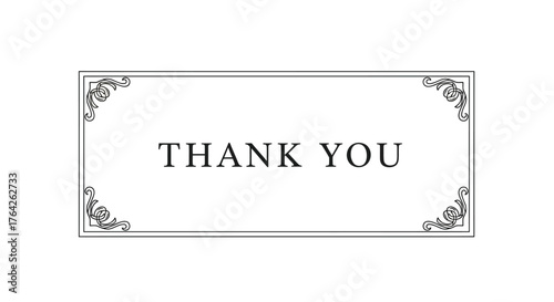 Elegant frame displaying the words thank you in bold lettering