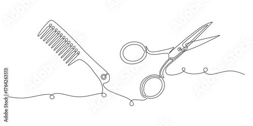 continuous line of scissors a...